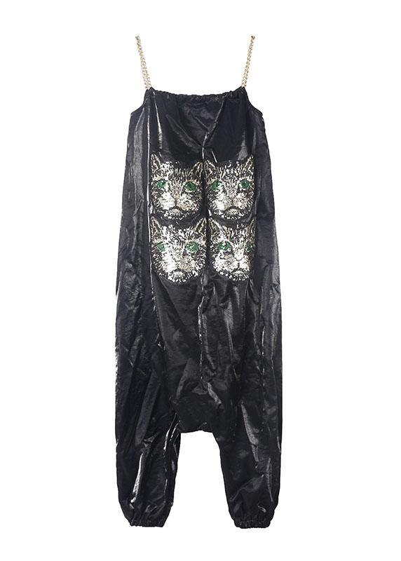 New Red Tide Straps Trousers Embroidery Cat Head Loose Jumpsuit Female Summer Strap Pants