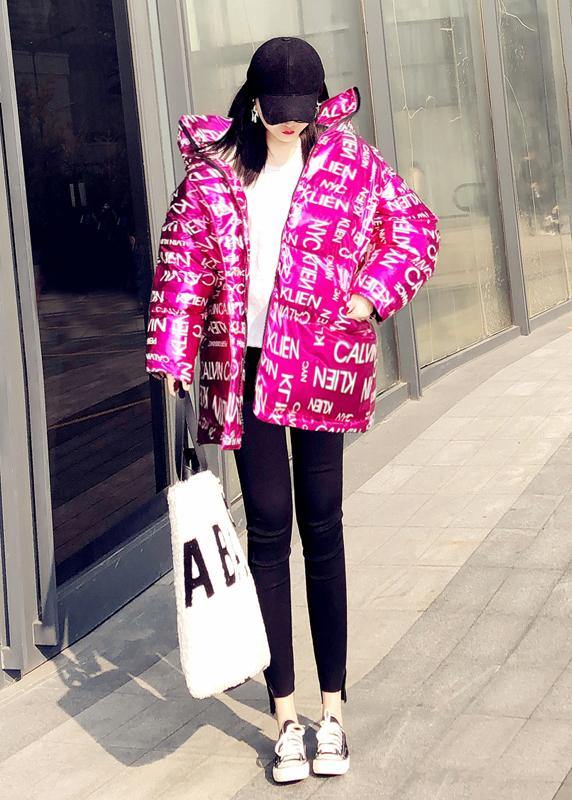 New Rose Letter Duck Down Coat Clothing Snow Jackets Hooded Pockets Jackets