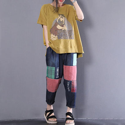 New Summer T Shirt Cartoon Letter Printed Short Sleeve T-shirt Tops