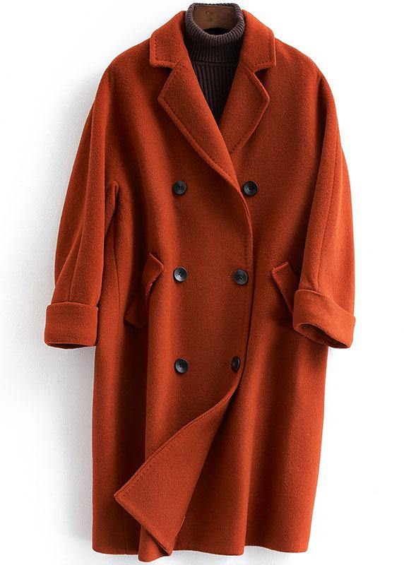 New Coats Double Breast Coat Red Notched Woolen Overcoat