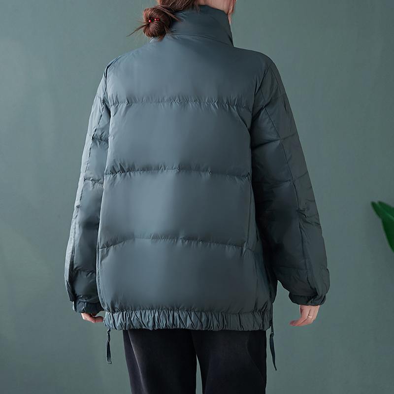 New Down Jacket Winter Overcoat Red Stand Collar Patchwork Goose Down Coat