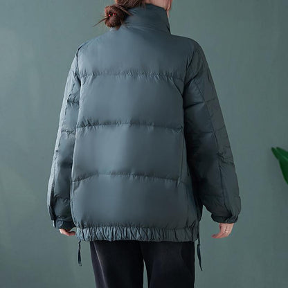 New Down Jacket Winter Overcoat Red Stand Collar Patchwork Goose Down Coat