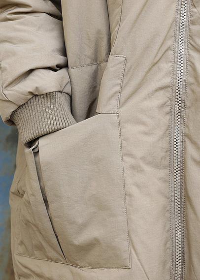 New Snow Jackets Stand Collar Outwear Khaki Zippered Warm Winter Coat