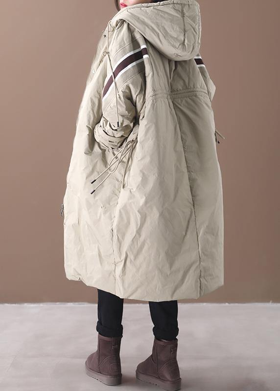 New Winter Jacket Black Hooded Zippered Goose Down Coat