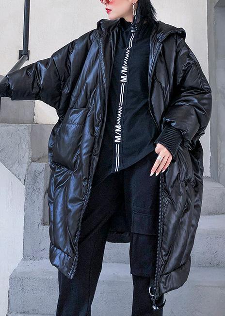 New Winter Jacket Loose Hooded Winter Coats Black Thick Pockets Coat