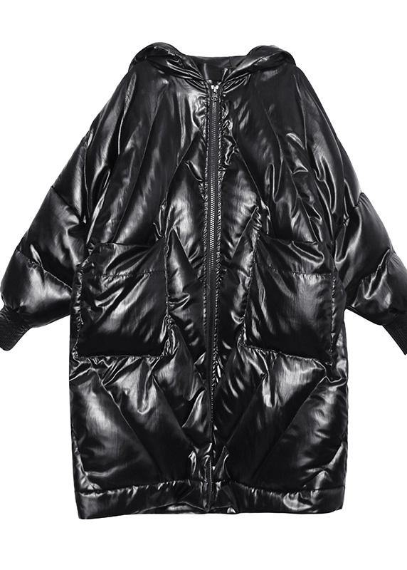 New Winter Jacket Loose Hooded Winter Coats Black Thick Pockets Coat