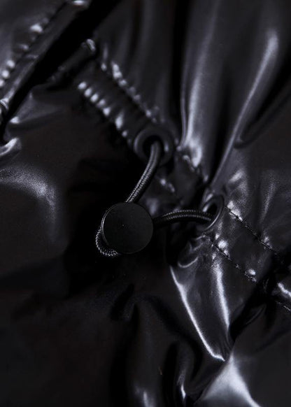 New Parka Coats Black Hooded Pockets Zippered Down Coats