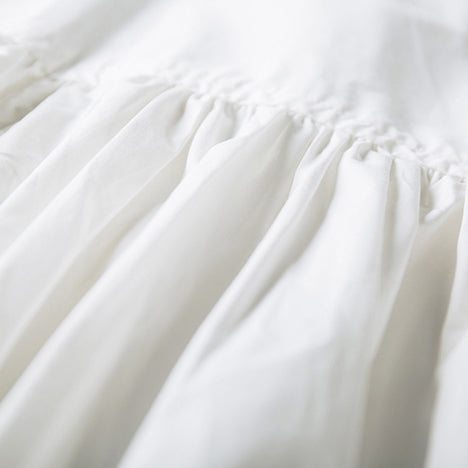 New White Cotton Maxi Dress O Neck Baggy Dresses Short Sleeve Large Hem Dresses
