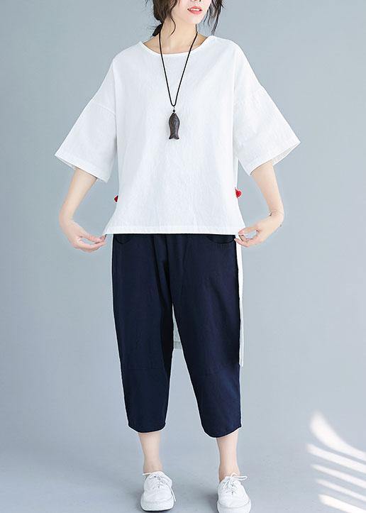 New Color Five-point Sleeves White Shirt Harem Pants Two-piece