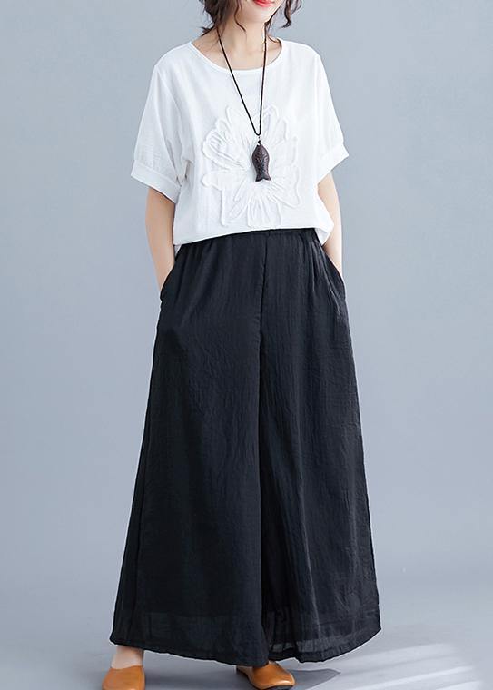 New Trousers Retro Literary Cotton and Linen Black Trousers