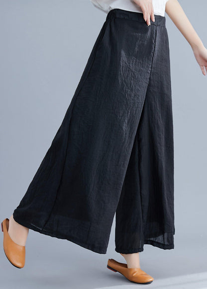 New Trousers Retro Literary Cotton and Linen Black Trousers