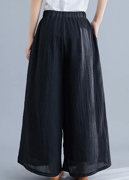New Trousers Retro Literary Cotton and Linen Black Trousers