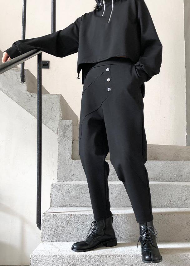 Nine Points Pants Spring and Autumn High Waist and Feet Harlan Black Pants