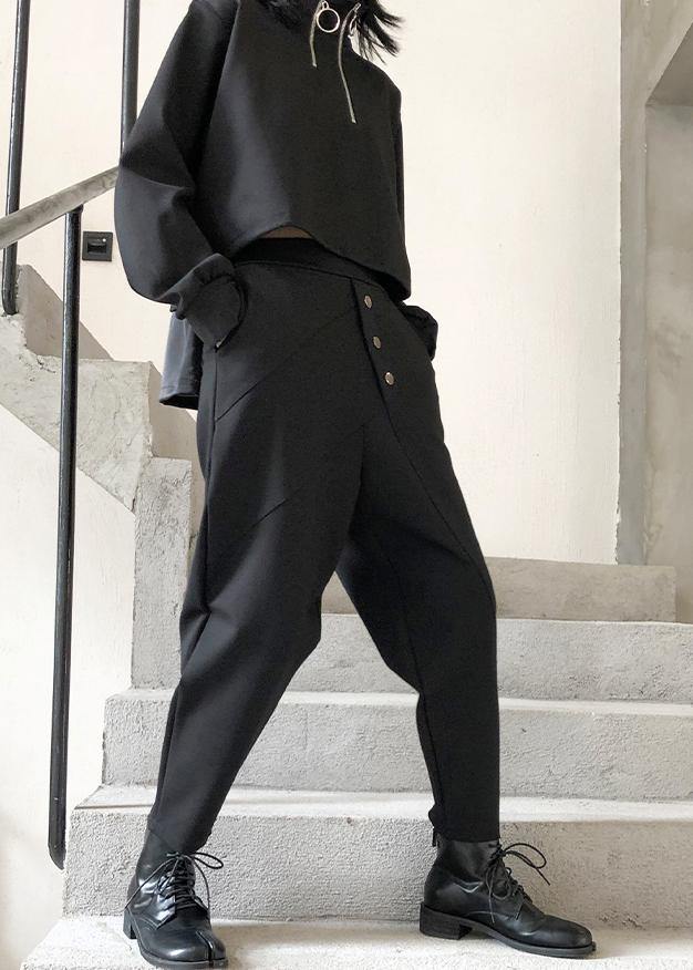 Nine Points Pants Spring and Autumn High Waist and Feet Harlan Black Pants