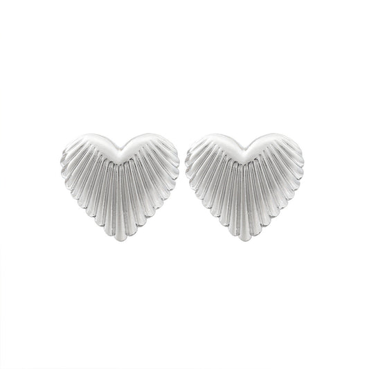 Aurelia - Ribbed Heart Statement Earrings
