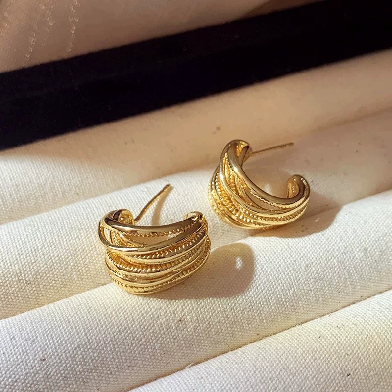 C-shaped Gold Hoop Earrings