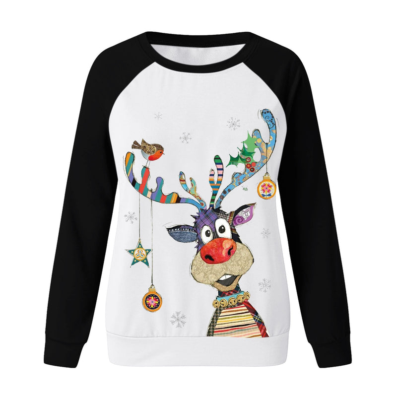 Women's Sweatshirt with Festive Reindeer Motif