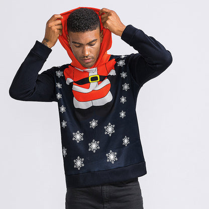 Women's Christmas Hoodie with Festive Motif and Hood