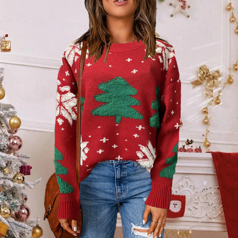 Women's Sweater with Festive Fir Tree Design R&B