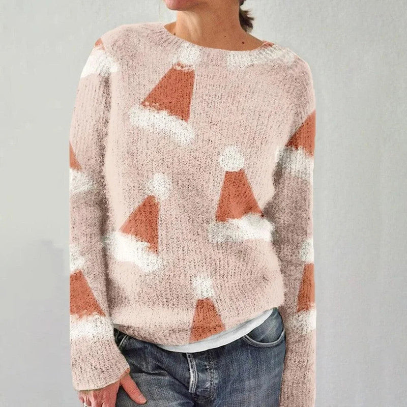 Women's Cozy Sweater with Festive Motif