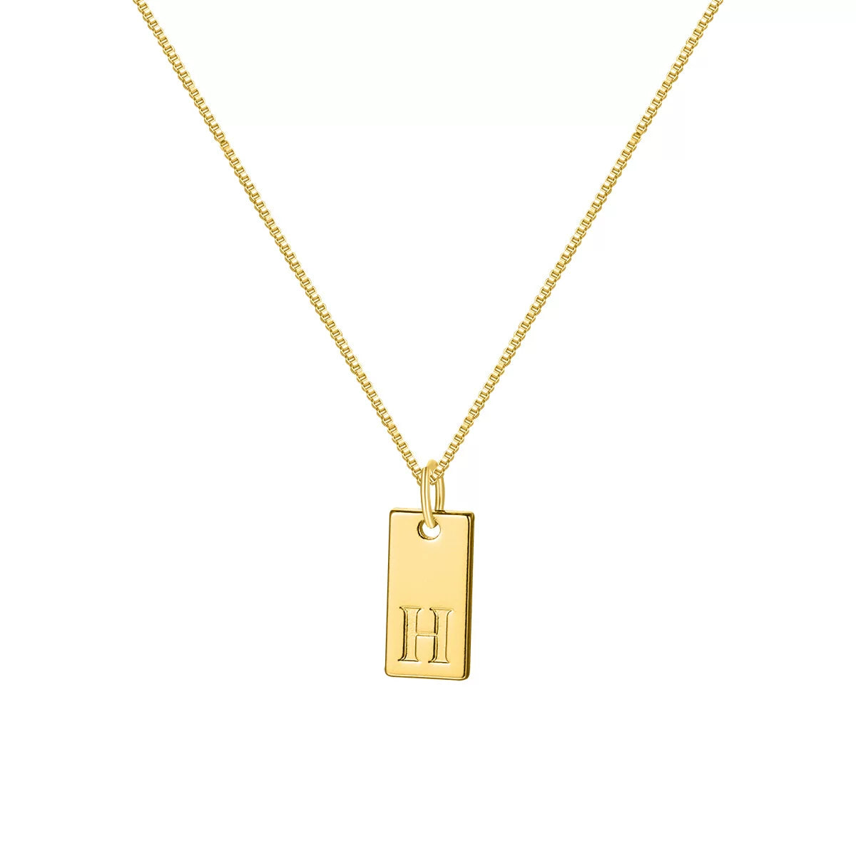 Initial Pendant Box Chain Necklace