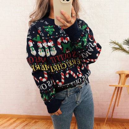 Women's Christmas Sweater with Nordic Design and Festive Motifs
