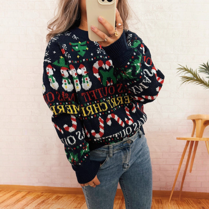 Women's Christmas Sweater with Nordic Design and Festive Motifs