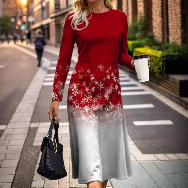 Simple Style Christmas Print Dress