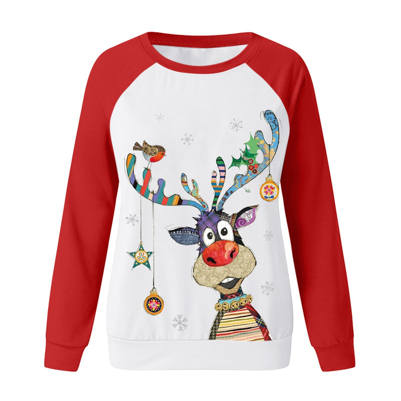 Women's Sweatshirt with Festive Reindeer Motif