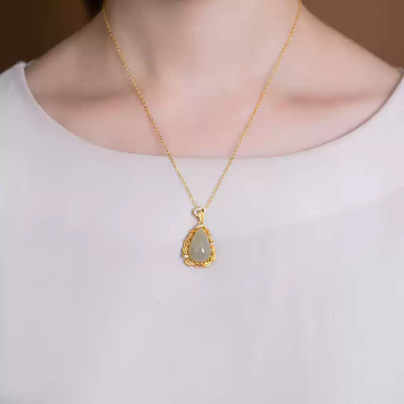 Jade Teardrop Pendant Necklace