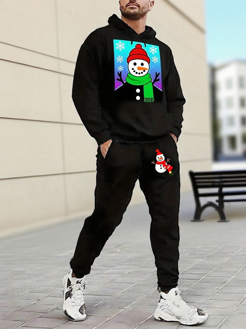 Men's Christmas-Motif Hoodie and Sweatpants Set