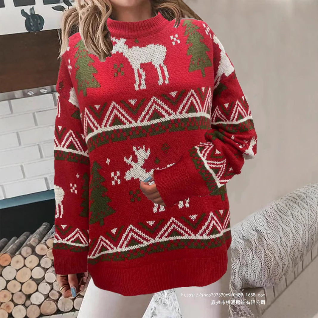 Women's Cozy Christmas Sweater with Festive Motif and High Fit