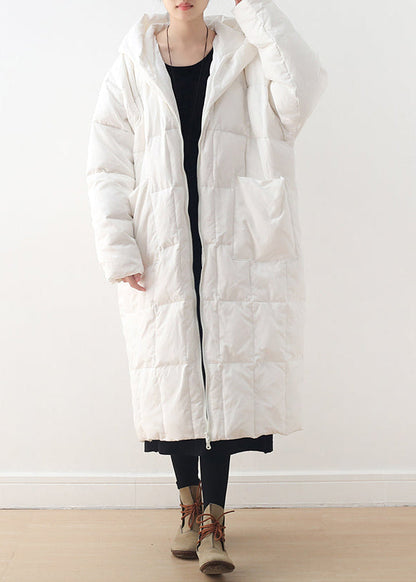 Limited Stock-gray Warm Down Coat Parka Thick Hooded Maxi Cardigan