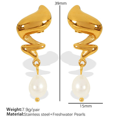 Emmarie Gold Pearl Drop Earrings