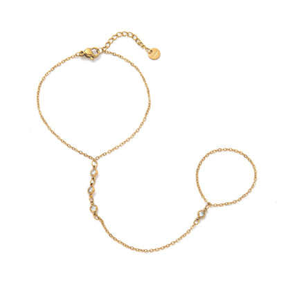Elliette Gold Plated Finger Chain Bracelet