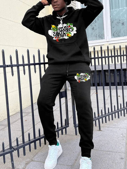Women's Hoodie and Sweatpants Set with Creative Christmas Motif
