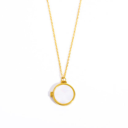 Shell Inlay Locket Pendant Necklace