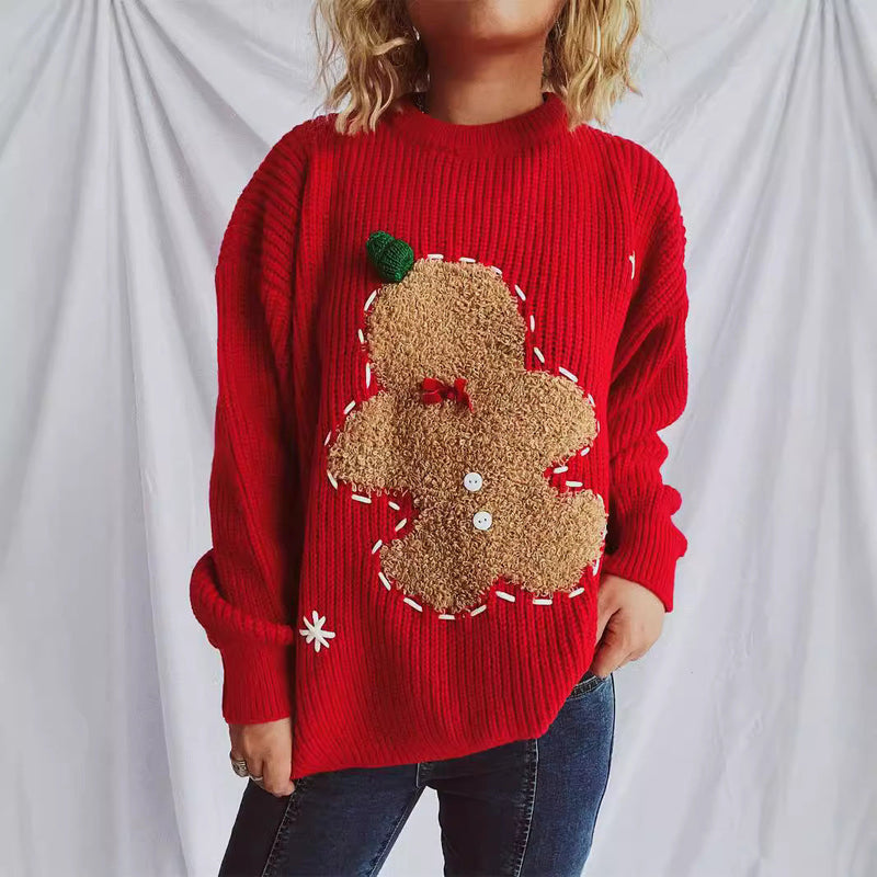 Women's Festive Sweater with Christmas Cookie Design R&B