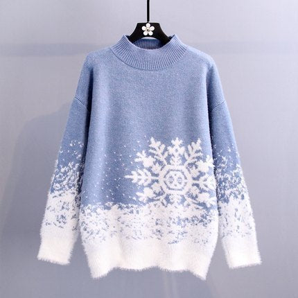 Women's Winter Sweater with Festive Snowflake Design R&B