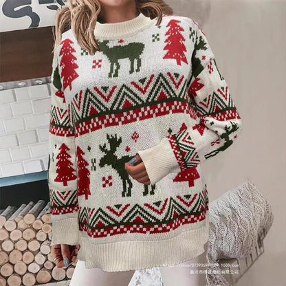 Women's Cozy Christmas Sweater with Festive Motif and High Fit R&B