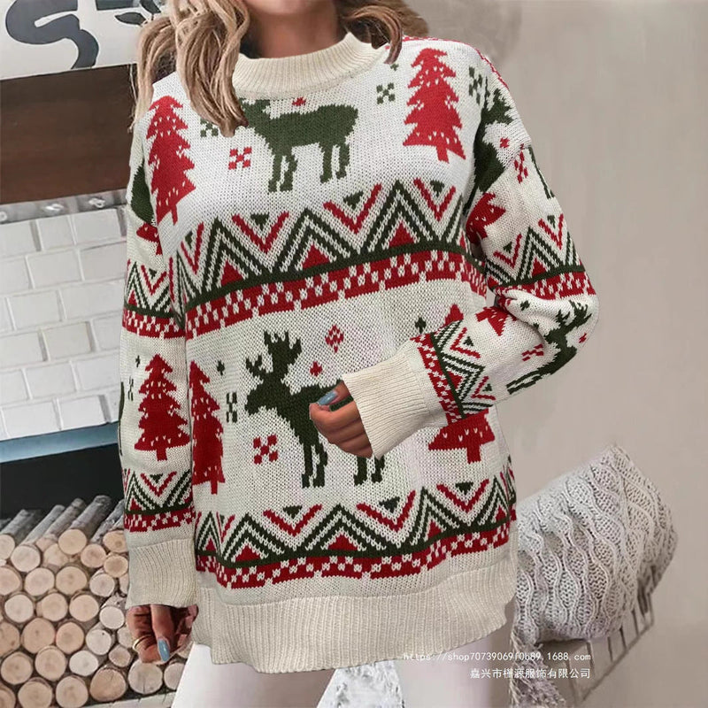 Women's Cozy Christmas Sweater with Festive Motif and High Fit R&B