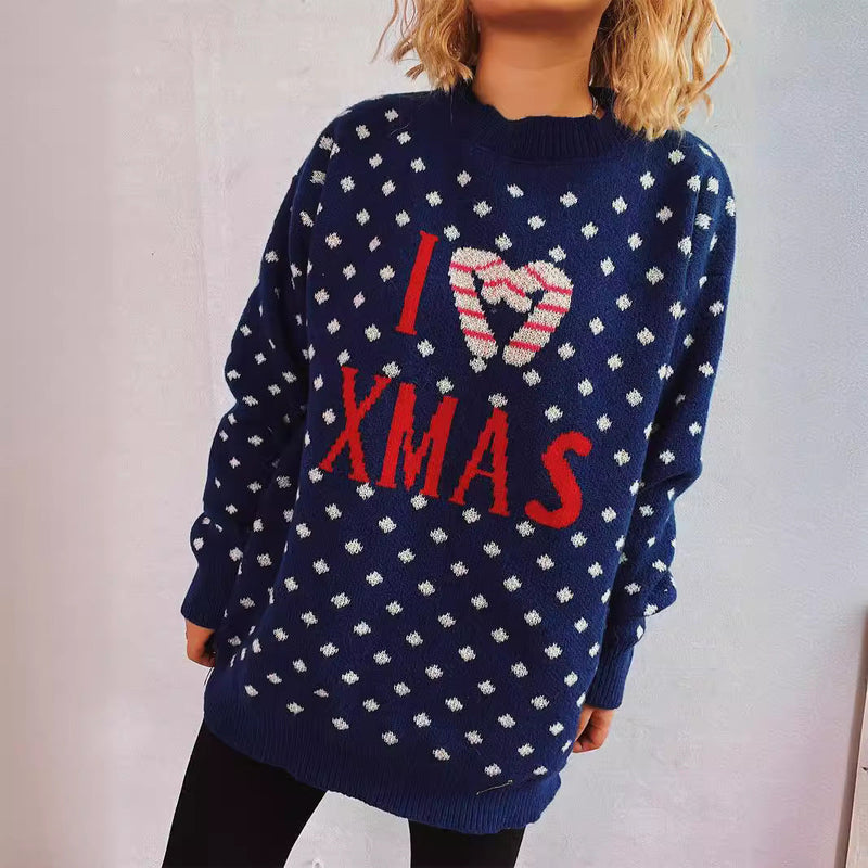 Women's Knit Sweater with Festive Christmas Design and Relaxed Fit R&B