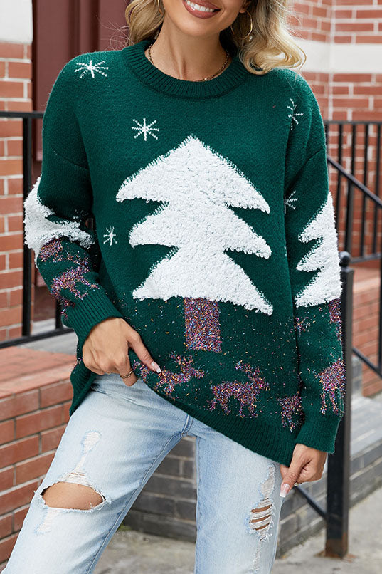 Plush Christmas Tree Sweater Knit Sweater