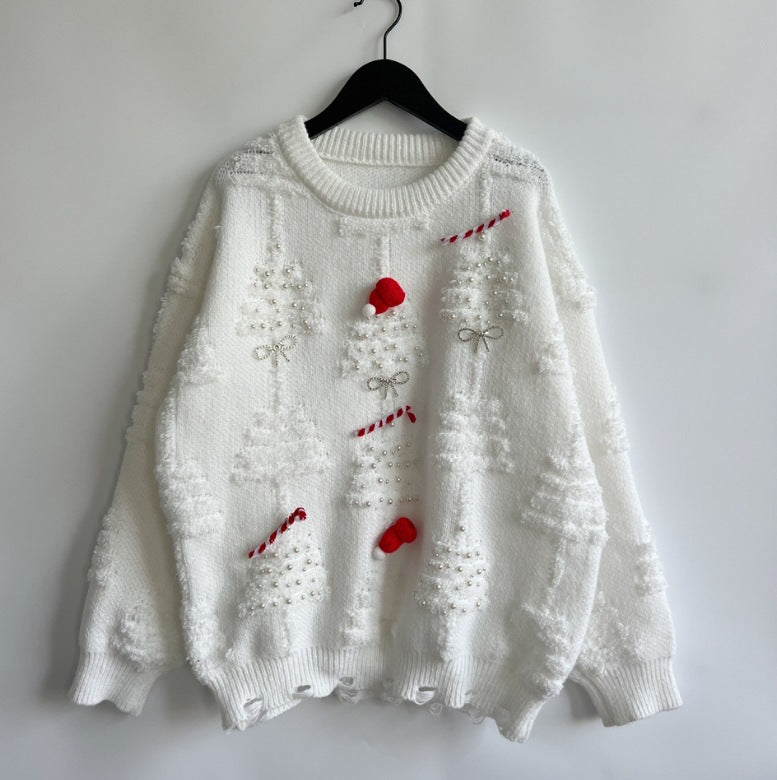 Women's Christmas Sweater with Festive Motif and 3D Appliqués R&B