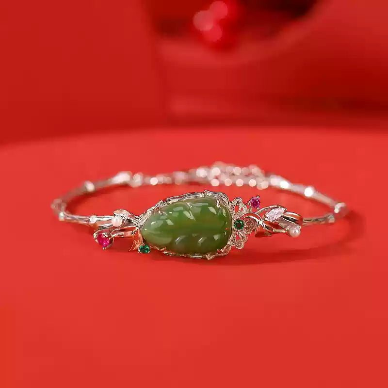 Jade Gemstone Bamboo Leaf Bracelet