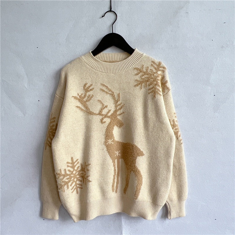 Women's Christmas Sweater with Festive Reindeer Design and High-Quality Knit