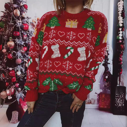 Women's Christmas Sweater with Festive Christmas Design