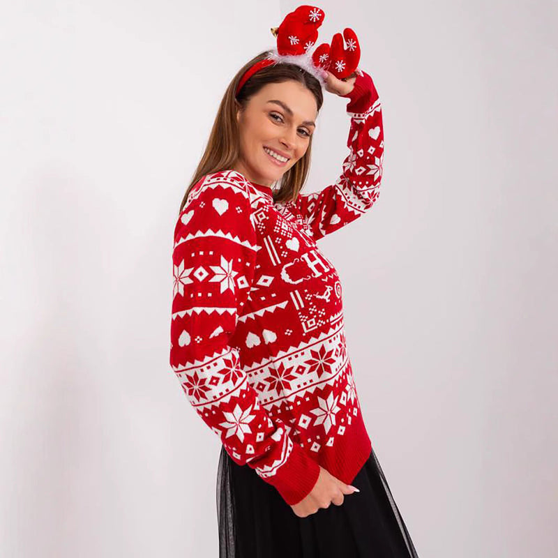Women's Christmas Sweater with Festive Motif and Cozy Knit R&B