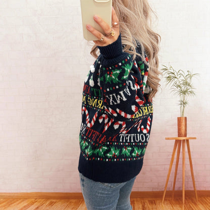 Women's Christmas Sweater with Nordic Design and Festive Motifs R&B