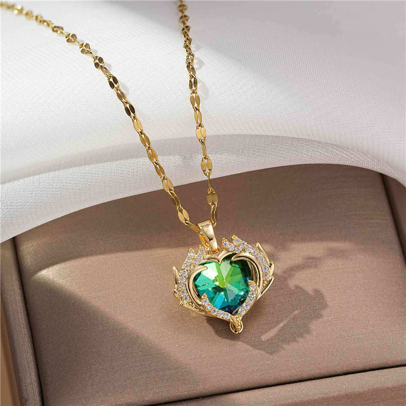Sanvi Iridescent Heart Necklace